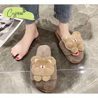 Dép lông nữ đi trong nhà cao cấp mẫu mới 2024, chất liệu lông mềm mịn, đế chống trơn - D189