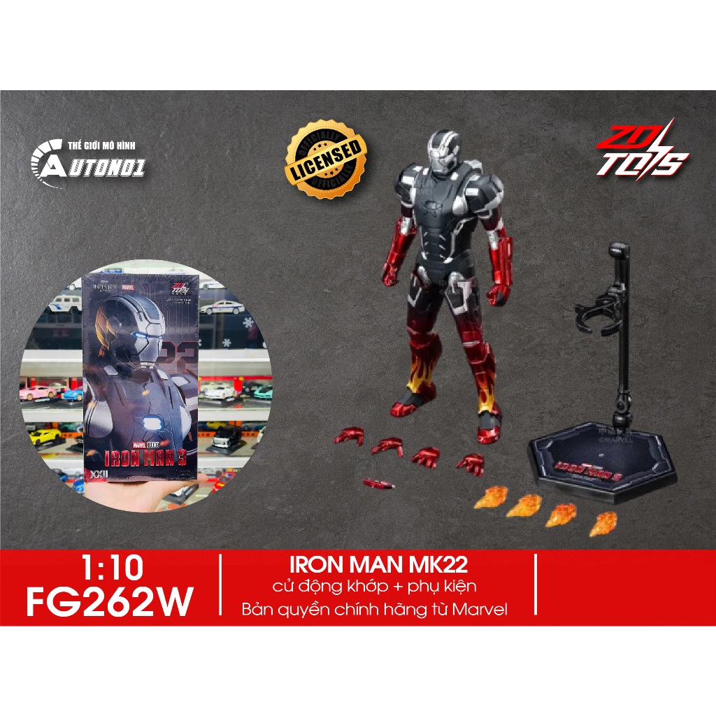Mô hình nhân vật Marvel Iron man người sắt Iron man Mark 22 MK22 SHF Iron man 3 tỉ lệ 1:10 18CM ZD T