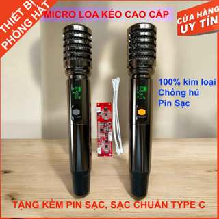 Micro loa kéo KS333 màu đen hợp kim, chống hú, thiết kế mới 2025, tặng kèm pin sạc và dây sạc