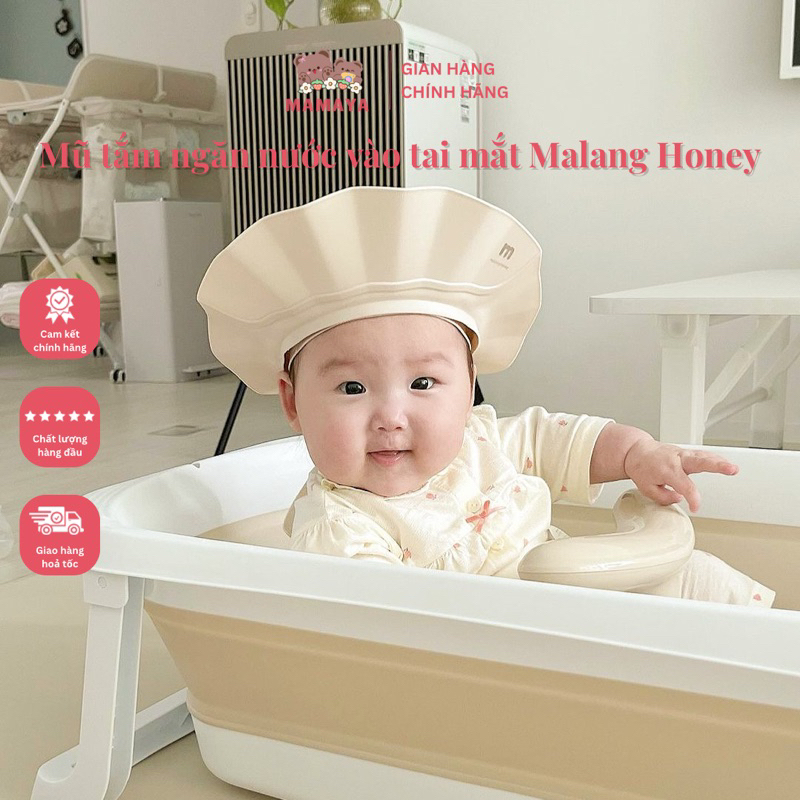 MŨ TẮM GỘI CHẮN NƯỚC CHO BÉ MALANG HONEY - HÀN QUỐC