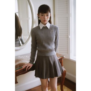 JOIE DES ROSES - Áo len tay dài cổ tròn dệt họa tiết Riff Top (không kèm áo trong)