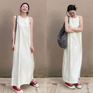 NT Clothes- Đầm Suông Tafta midi sát nách xẻ sau có túi