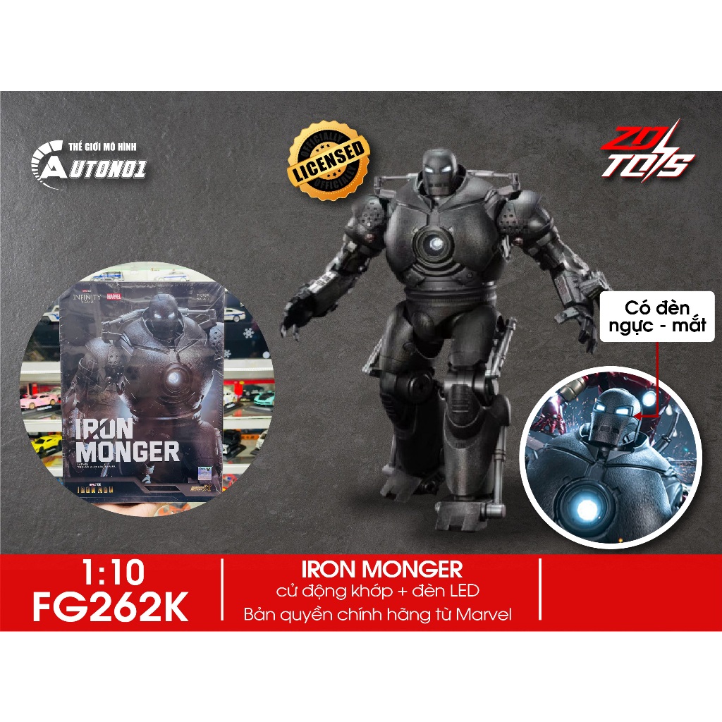 Mô hình nhân vật Marvel Iron man người sắt Iron Monger Iron man 1 SHF tỉ lệ 1:10 23CM ZD Toys FG262