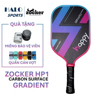(Tặng bảo vệ viền) Vợt Pickleball Zocker Happy HP1 (Hồng) Chính Hãng Mặt Vợt Siêu Nhám | Halo Sports
