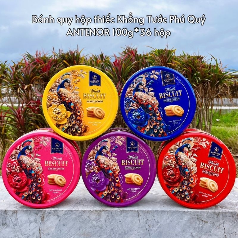   bánh tết 2025  Quy hộp thiếc khổng tước 100gr 