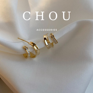  Bông Tai Khuyên Tai Chữ C Layer Đính Đá | CHOU ACCESSORIES | 