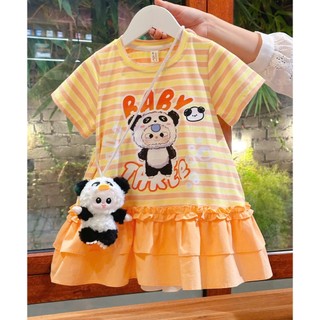 (Hình thật) S4695 Đầm Baby Three kẻ cam (ko kèm túi) cho bé gái mặc Noel, mặc Tết 2-12y