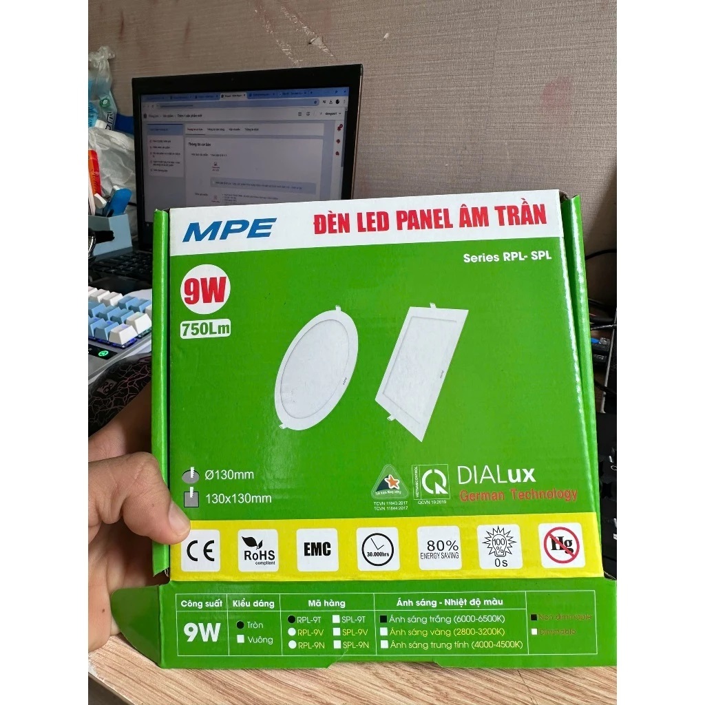 ĐÈN LED ÂM TRẦN 9W MPE ÁNH SÁNG TRẮNG - BẢO HÀNH 24 THÁNG 1 ĐỔI 1