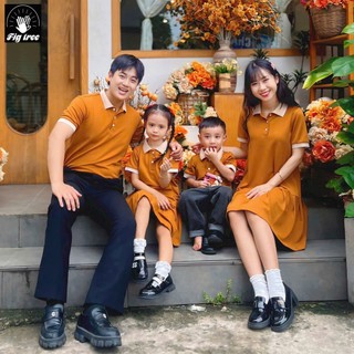 Đồng Phục Gia Đình Fig Tree Thun Polo Cá Sấu Cao Cấp Màu Cam Đất, Chất vải dày mịn, Nhiều size