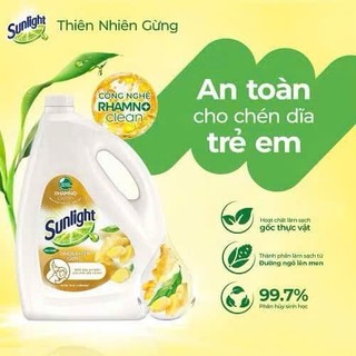 [Hàng khuyến mãi] Nước rửa chén Sunlight 500g Siêu Sạch hương Gừng thiên nhiên