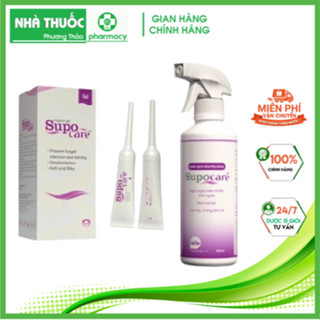  Combo Dung Dịch Rửa Phụ Khoa và Gel Đặt Âm Đạo Supocare Khử Mùi Hôi Giảm Ngứa Ngừa Vi Khuẩn Làm Sạch Nấm Cân Bằng pH 