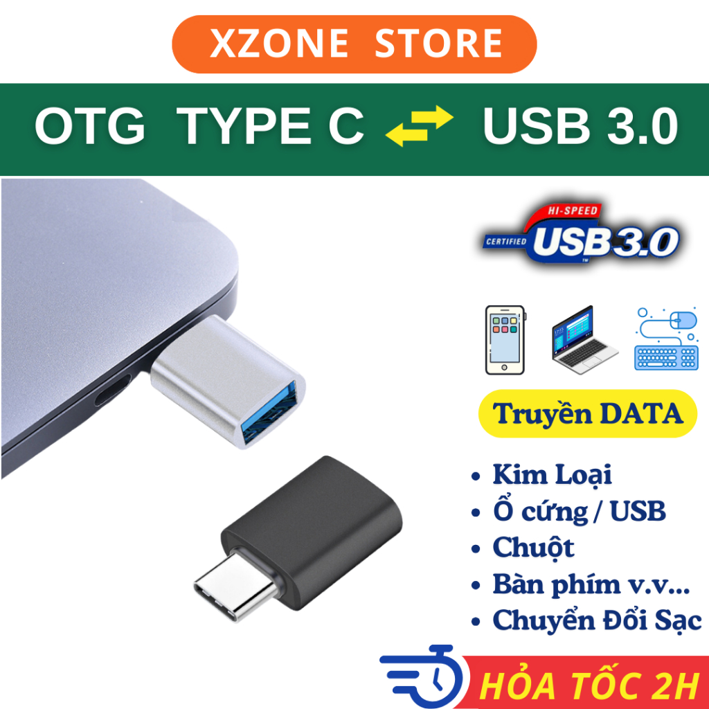 Đầu chuyển OTG Type C sang USB 3.0 cho laptop,macbook, android.