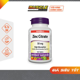 Viên Uống Bổ Sung Kẽm Webber Naturals Zinc Citrate 50mg 180 Viên Nén