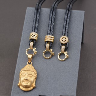 Dây chuyền da đeo mặt Phật, mặt đá có thể rút ngắn độ dày 3ly - T0497