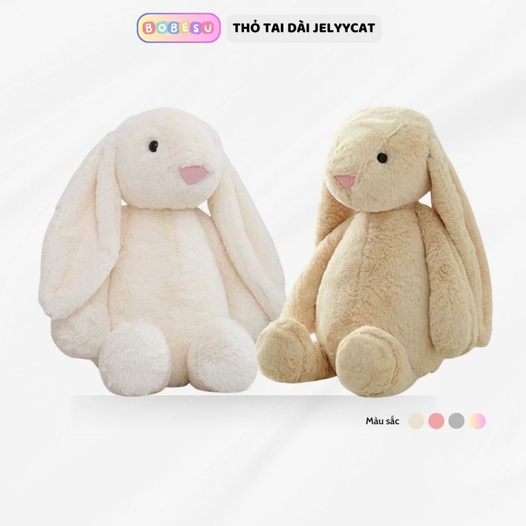 Gấu Bông Thỏ Tai Dài JellyCat Thú Nhồi Bông Thỏ Dễ Thương Chất Liệu Vải Lông Thỏ Mềm Mại An Toàn Cho Da Bé