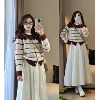 [Hàng có sẵn] Áo len Cardigan phối kẻ thêu ngựa 818