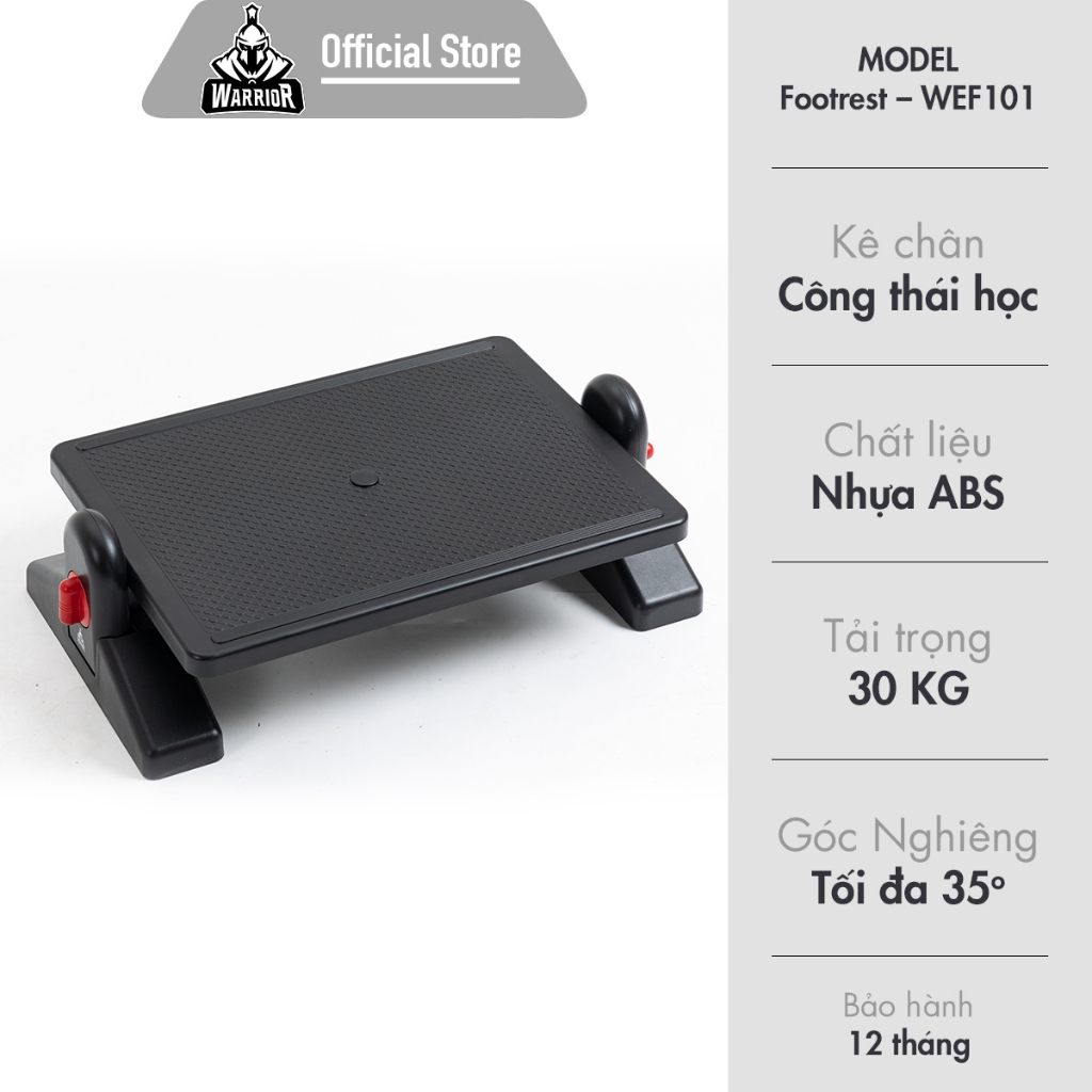 Kê chân công thái học WARRIOR Ergonomic Footrest WEF101 - Hàng Chính Hãng