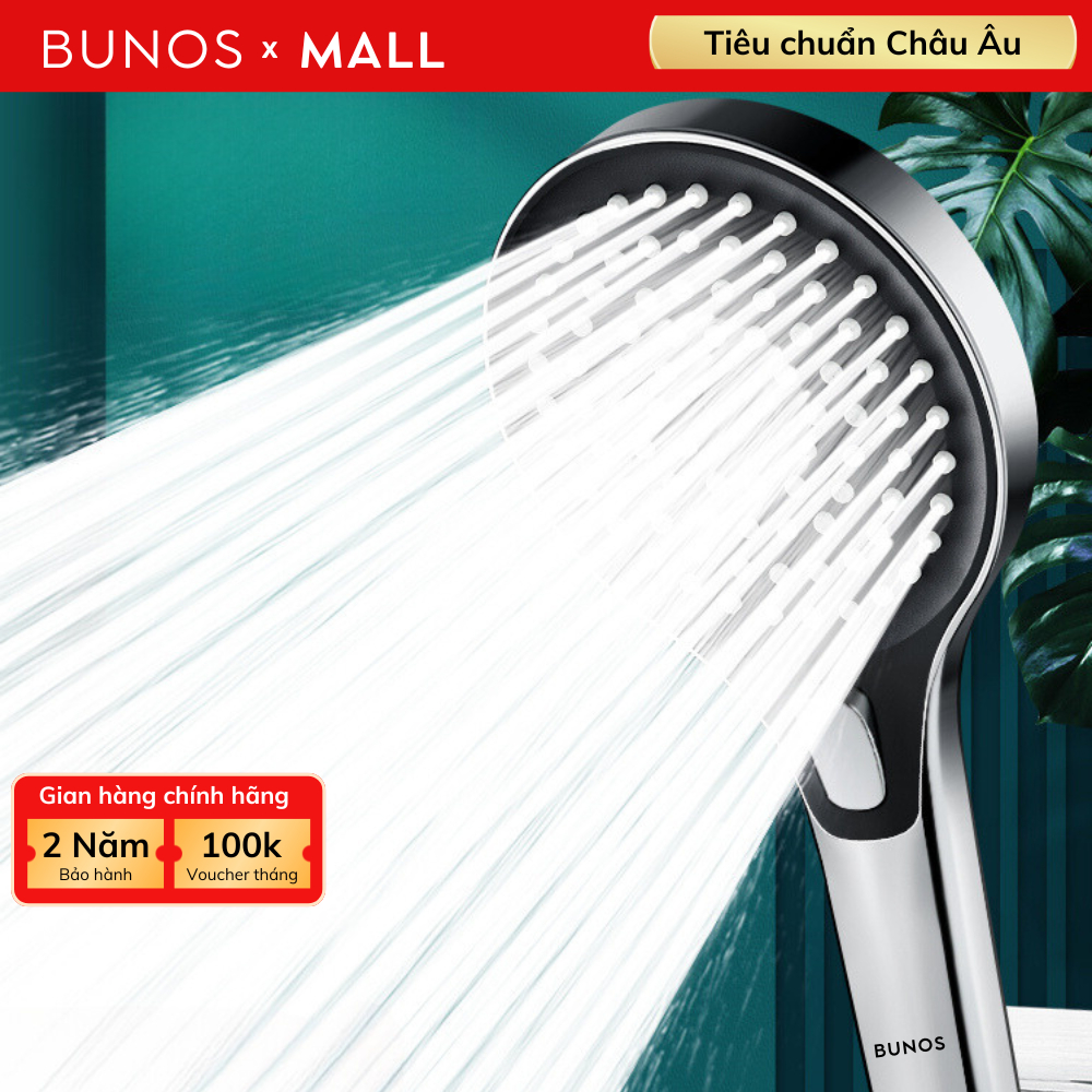  Vòi sen tăng áp BUNOS phun 3 chế độ nước kích thước lớn bấm để chuyển đổi 