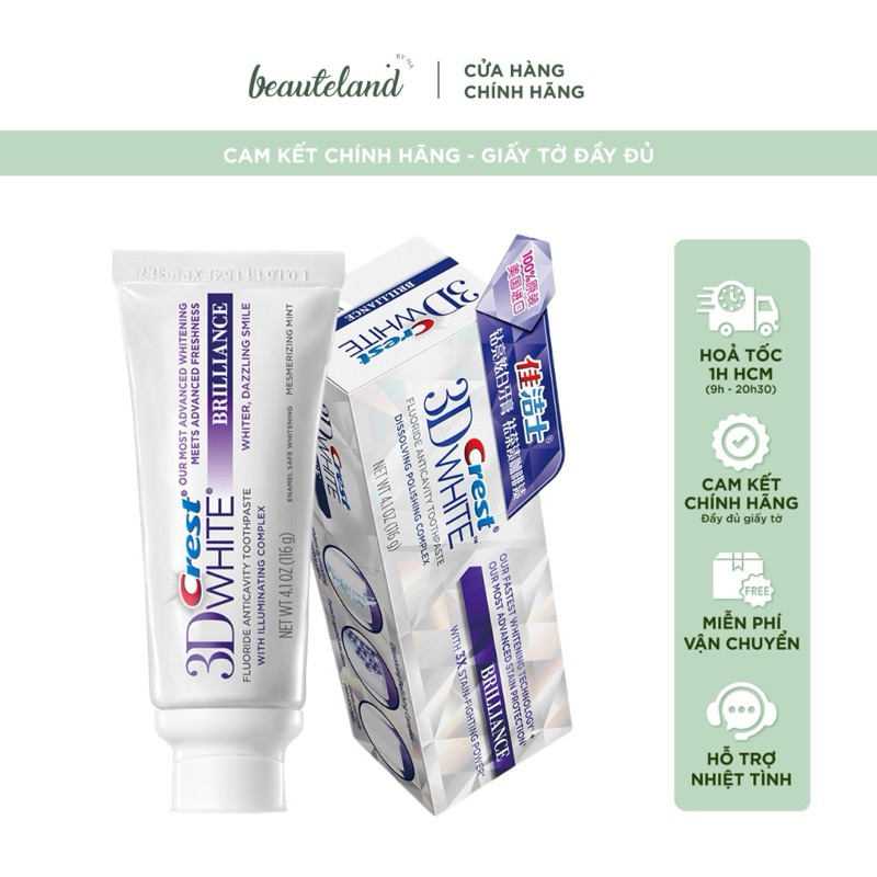 [Bản Trung] Kem đánh răng Crest 3D White Brilliance làm trắng răng