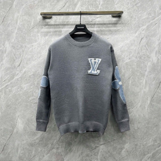 Áo len sweater dài tay nam nữ Eo Vì dệt hoạ tiết chữ hoa xanh viền trắng nổi