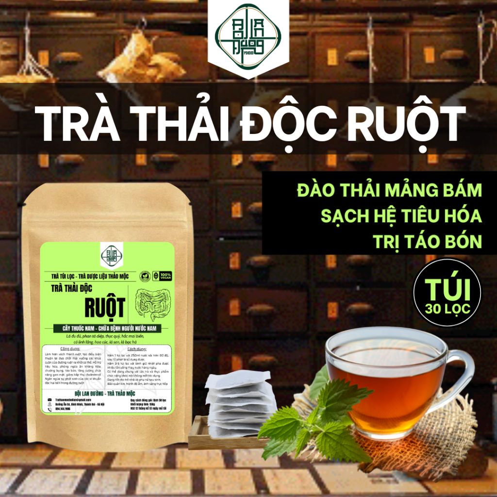 [30 lọc] - Trà Thải Độc Ruột Bội Lan Đường, Giảm Táo Bón, Hỗ Trợ Giảm Cân, Nhuận Tràng, Làm Sạch Ruột - Phan tả diệp