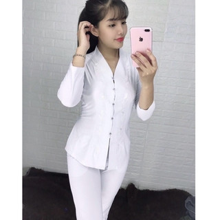 Mẫu Thun # Đồ Bộ Nữ# Quần Áo Nữ Jacket Top Kem Dress Women # Đồ Lam Đi Chùa