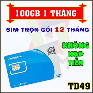 (Có eSIM) Sim 4G 5G Vinaphone 12TD49 100GB - Miễn Phí 1 Năm Không Nạp Tiền