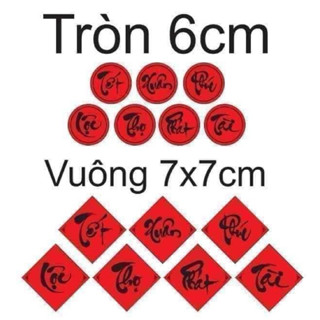 Thẻ chữ Xuân, Phúc, Lộc, Thọ, Phát, Tài trang trí giỏ quà, tháp bánh nước Tết