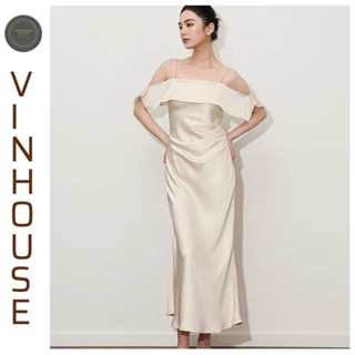  Đầm Lụa Hai Dây Trễ Vai Cao Cấp Váy Nữ Dự Tiệc Dáng Dài TH229 