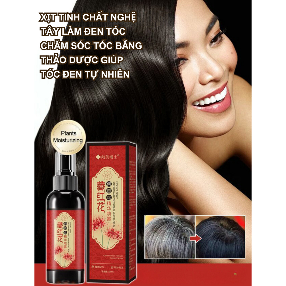 Xịt Dưỡng Đen Tóc Nghệ Tây Phủ Bạc HUNMUI - Xịt Đen Tóc Phủ Bạc HUNMUI Kích Đen Tóc, Xử Lý Tóc Bạc Hiệu Quả Tại Nhà
