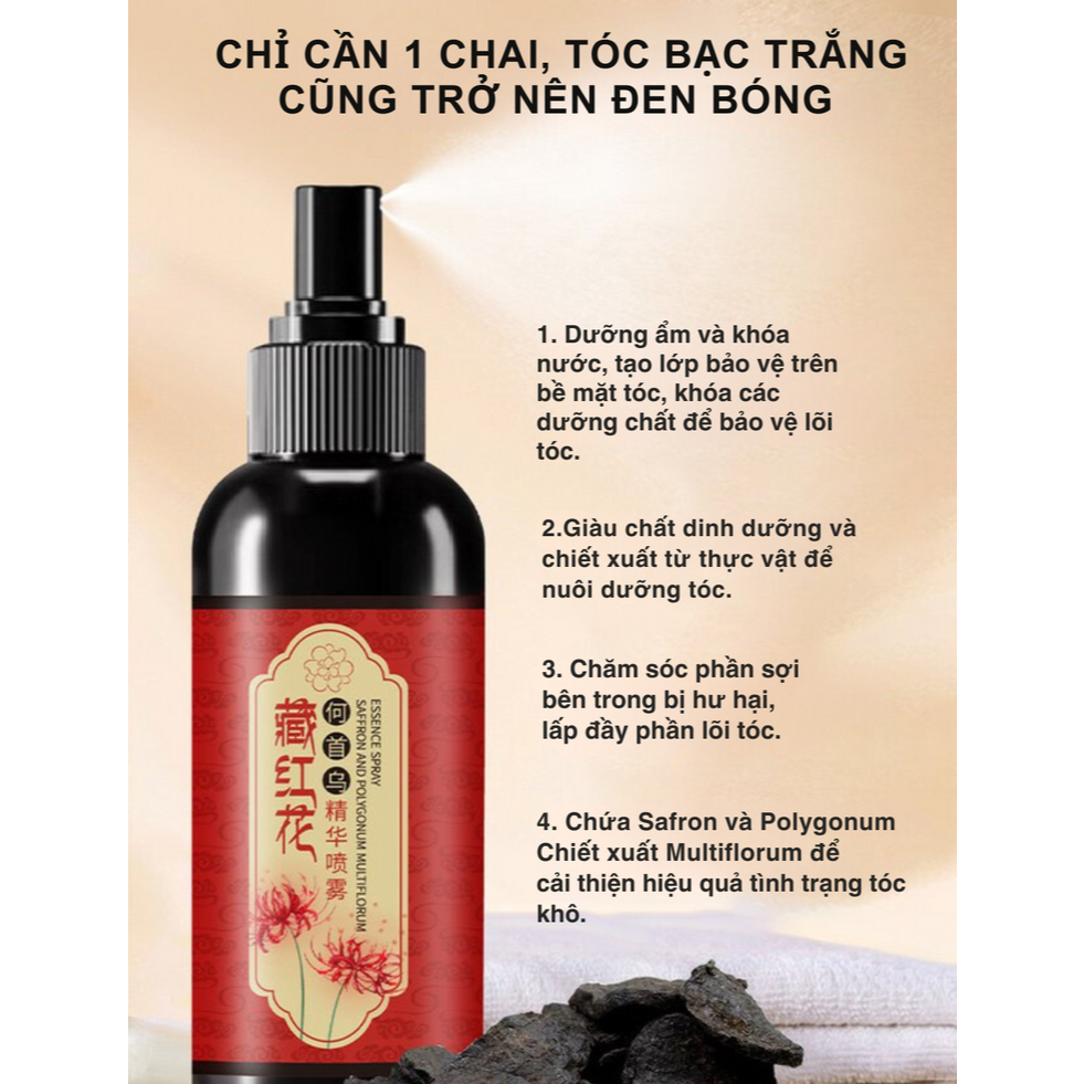 Xịt Dưỡng Đen Tóc Nghệ Tây Phủ Bạc HUNMUI - Xịt Đen Tóc Phủ Bạc HUNMUI Kích Đen Tóc, Xử Lý Tóc Bạc Hiệu Quả Tại Nhà