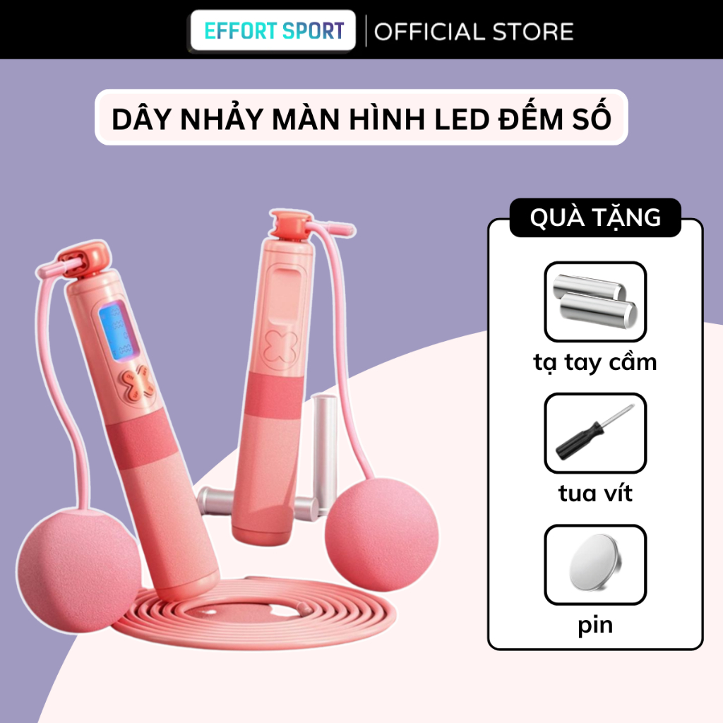 Dây Nhảy Không Dây Đếm Số Màn Hình Led Đo Calo Hỗ Trợ Tập Thể Dục Giảm Cân Tại Nhà