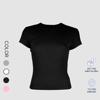 Áo Baby Tee Nữ Trơn Basic Ôm Body, Áo Thun Ngắn Tay Cổ Tròn Siêu Tôn Dáng croptop tanktop babytee - ba196