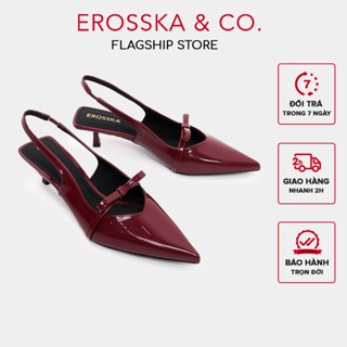 Erosska - Giày cao gót nữ mũi nhọn phối nơ thanh lịch đơn giản màu đỏ cao 5cm - EH049