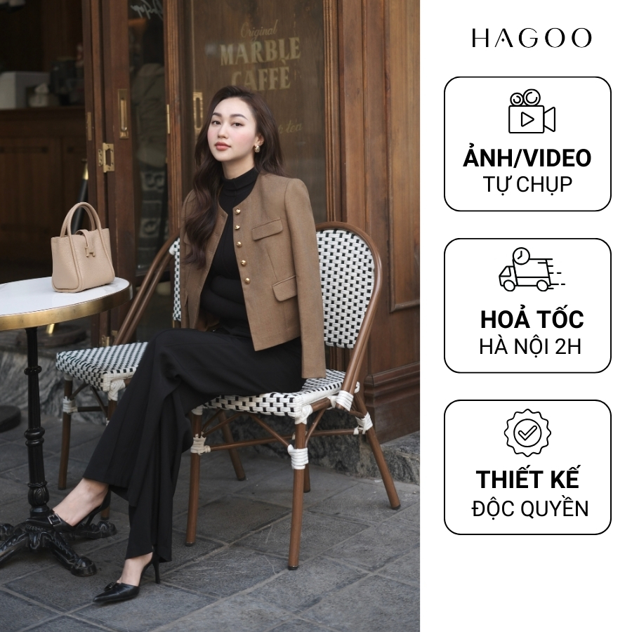 Áo Blazer nữ cổ tròn thiết kế khuy đồng thanh lịch [ B505 ]