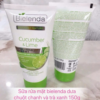 Sữa Rửa Mặt Bielenda Dưa Chuột Chanh và Trà Xanh dành cho da hỗn hợp thiên dầu hàng balan 150g