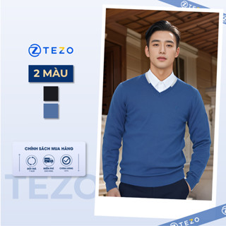  Áo len nam cổ tim thiết kế phối màu Tezo  25ALIT007 