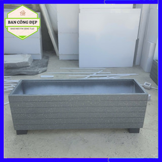 Chậu composite chữ nhật dài 80x25x25, chậu nhựa composite kèm chân nhựa 5cm trồng cây ban công chịu nắng, mưa siêu bền