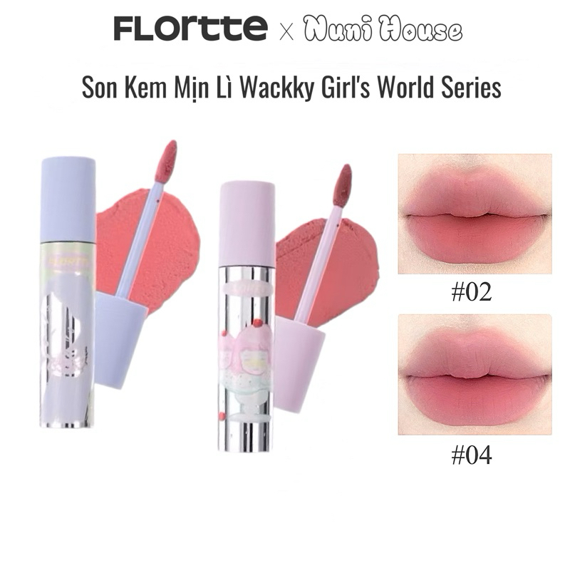   FLORTTE  Son Kem Dưỡng Môi FLORTTE Wackky Girl's World Series  6 màu  2.3g FLORTTE 