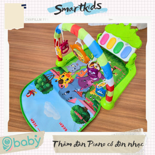 [ẢNH THẬT + VIDEO] Thảm chơi đàn Piano phát nhạc 9BABY cho bé nằm chơi mẫu sở thú xanh lá
