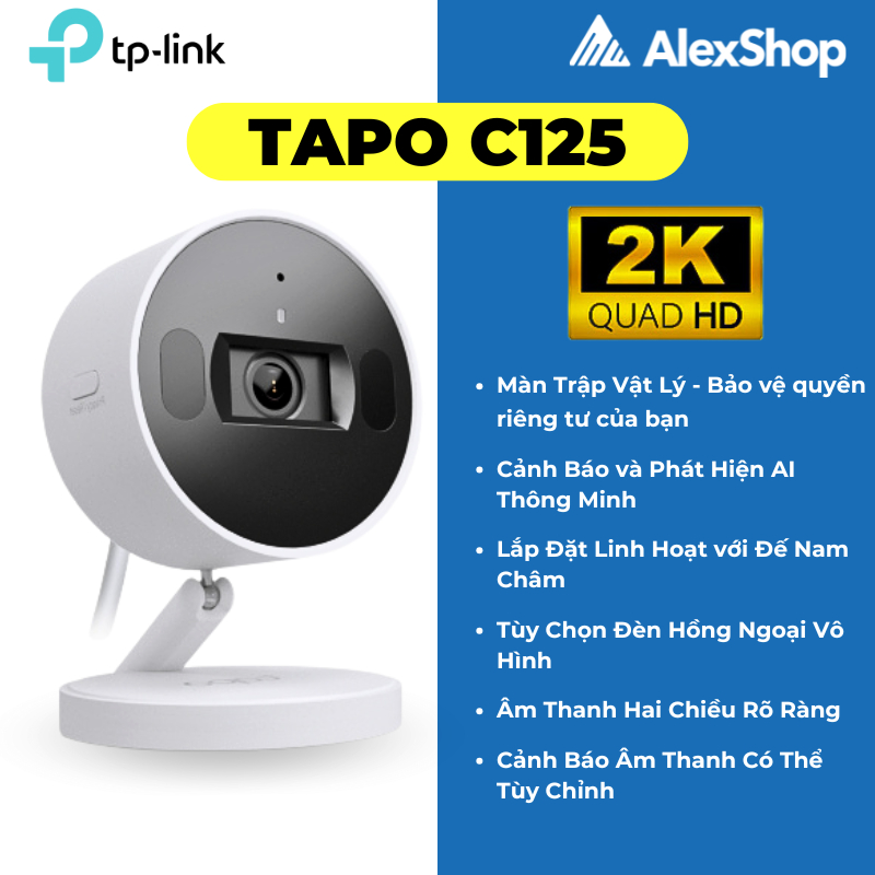 [4M] Camera Wifi TP Link Tapo C125 / C120 2K QHD , Chip AI Thông Minh, Chân Đến Nam Châm, Đàm Thoại 