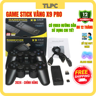 Máy Chơi Game STICK Vàng X9 Chip S905X3 Cấu Hình Khủng Kèm 2 Tay Cầm Ram 2GB 40000 Game Cài Sẵn Độ Phân Giải 4K BH 12T