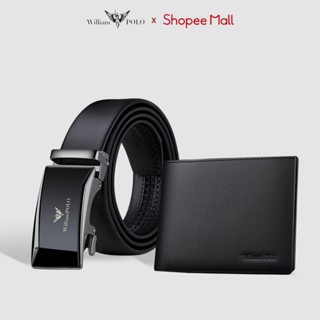 Combo ví và thắt lưng nam da bò chính hãng Williampolo sang trọng lịch lãm kèm túi và hộp gỗ cao cấp
