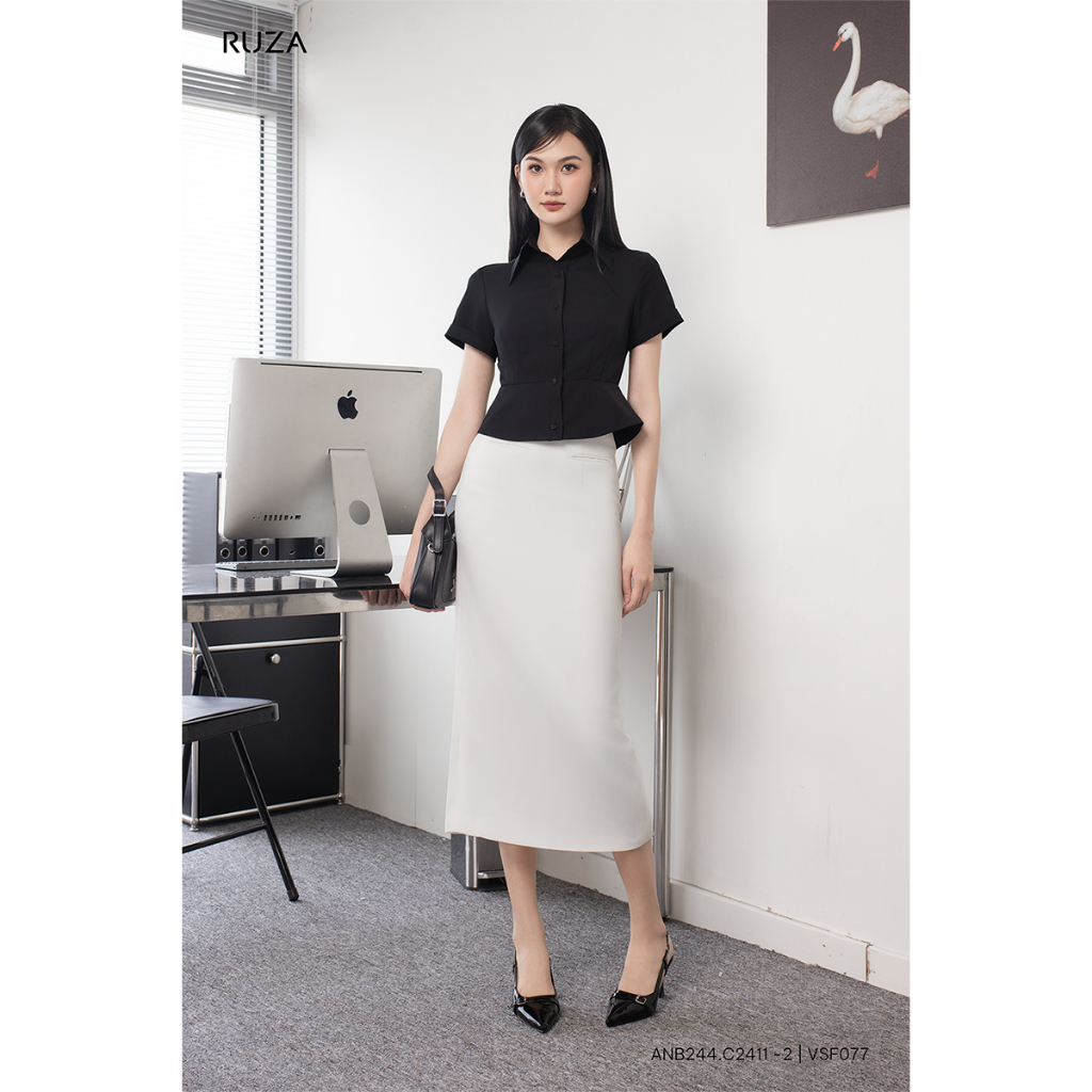 Áo sơ mi nữ tay ngắn RUZA công sở thiết kế thanh lịch sang trọng ANB244