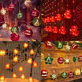  Đèn led dây trang trí noel lễ tết nhiều bóng trái châu ngôi sao sử dụng pin hoặc cắm điện 