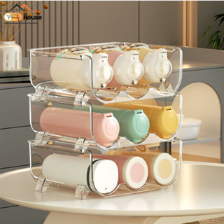  Khay Để Bình Nước Trong Suốt TRENDY Chất Liệu Nhưa PET Khay Đựng Lon Nước Tủ Lạnh Tiện Dụng 