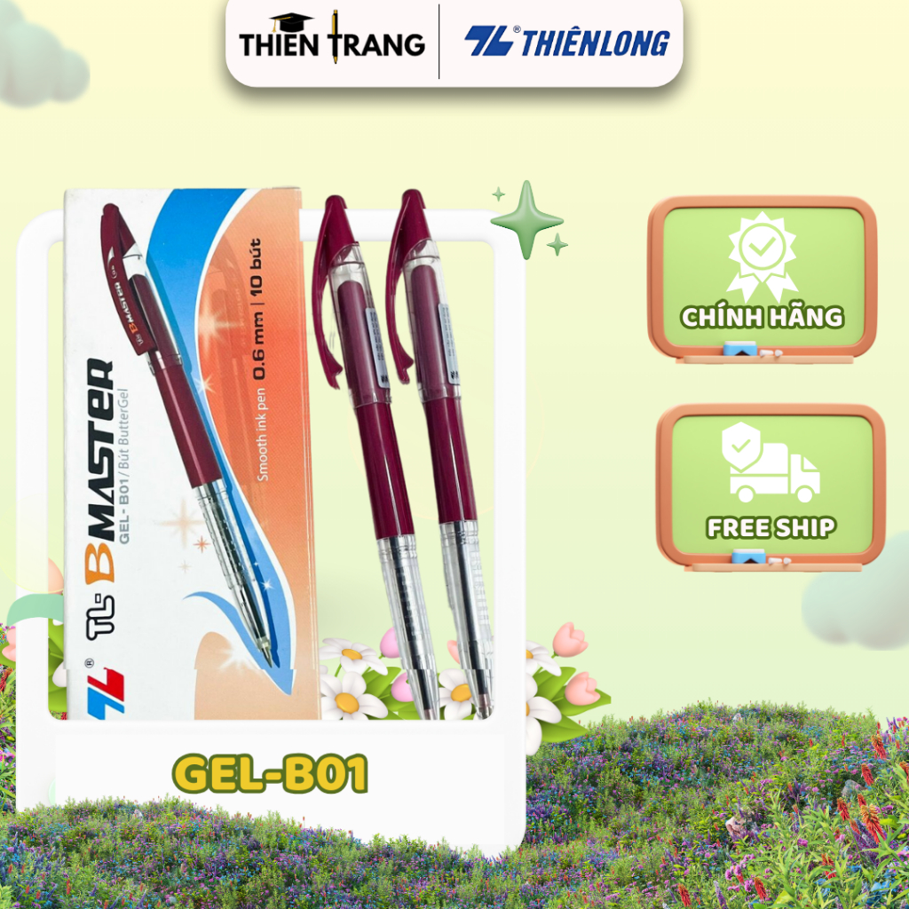 Combo 5/10 Cây Bút gel Thiên Long GEL-B01 - Bút gel B01 đậy nắp ngòi 0.6mm Gel-B01