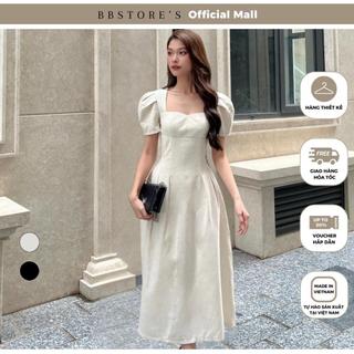  Đầm Xòe Tay Phồng Dự Tiệc Tùng Váy Xếp Ly Sang Trọng BBSTORE'S -D2417