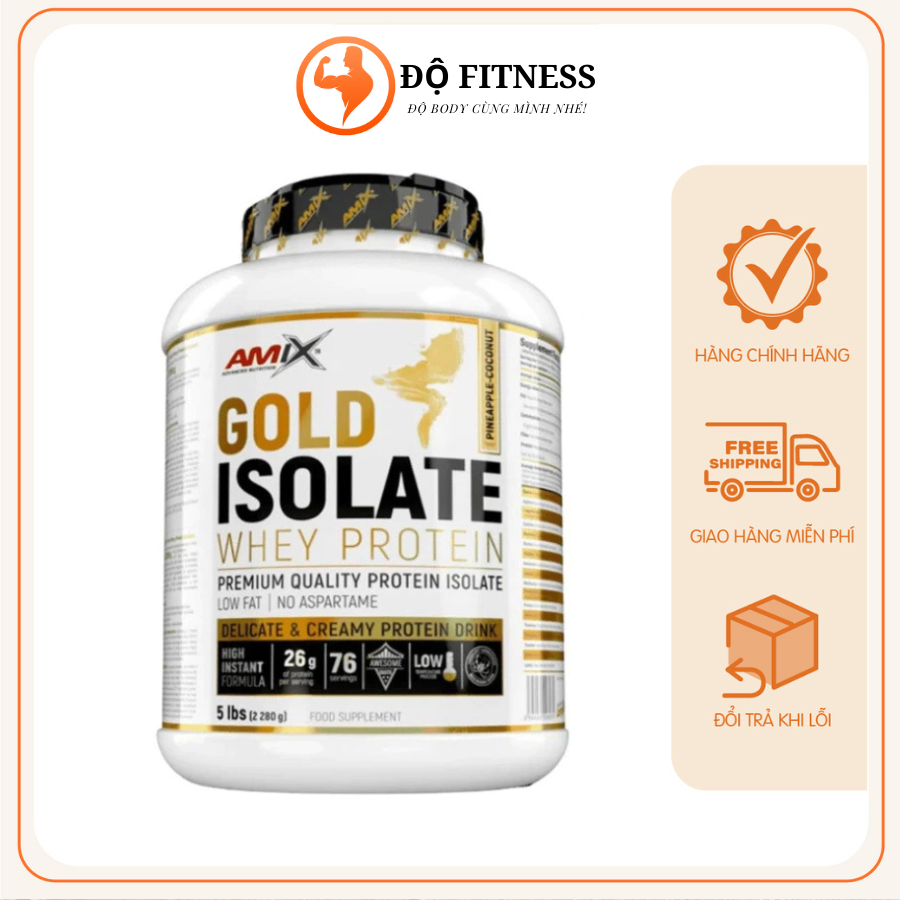 Amix Gold Isolate Whey Protein 5lbs hấp thụ siêu nhanh, phát triển Bổ sung Protein, Tăng Cơ