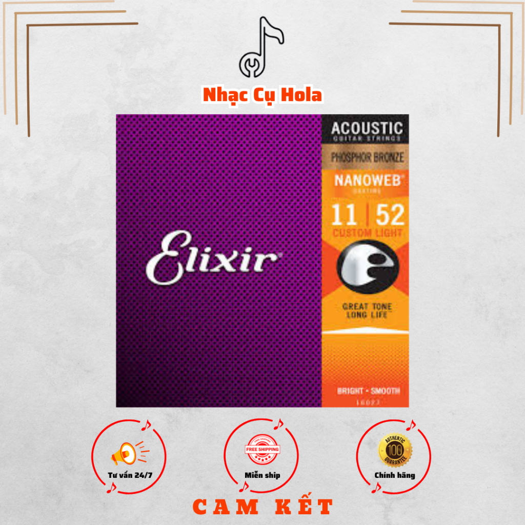 [Chính hãng] Dây đàn Guitar Acoustic Elixir Phosphor Bronze Nanoweb